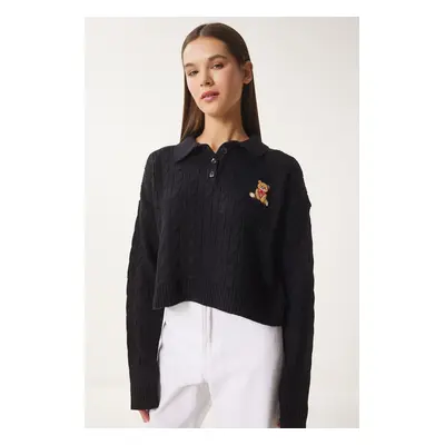 Happiness İstanbul Women's Black Patterned Knitwear Sweater