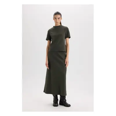 DEFACTO A Cut Elastic Waist Basic Plain Normal Waist Maxi Skirt