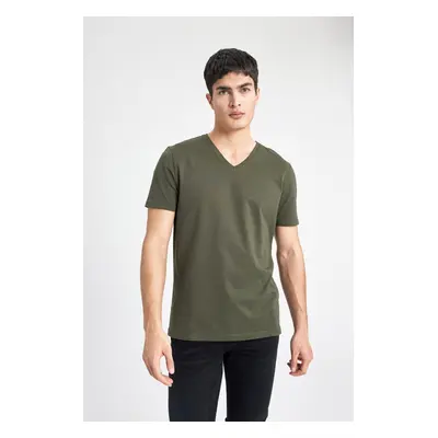 DEFACTO Slim Fit V-Neck Basic Short Sleeve T-Shirt