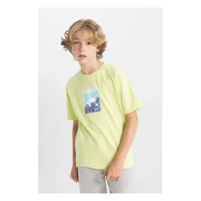 DEFACTO Boy's Crew Neck Printed Short Sleeve T-Shirt