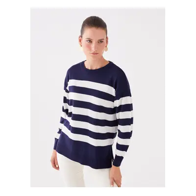 LC Waikiki Crew Neck Striped Long Sleeve Oversize Women's Knitwear Sweater