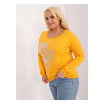 Tmavě béžová dámská halenka plus size s aplikací