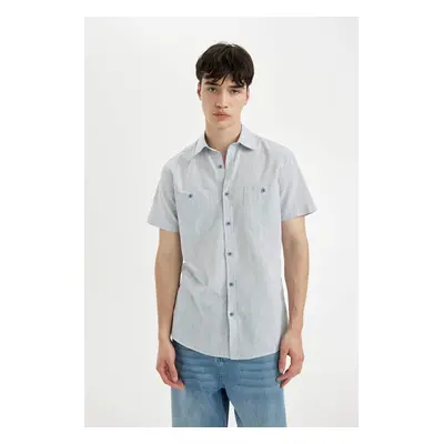 DEFACTO Slim Fit Cotton Striped Short Sleeve Shirt