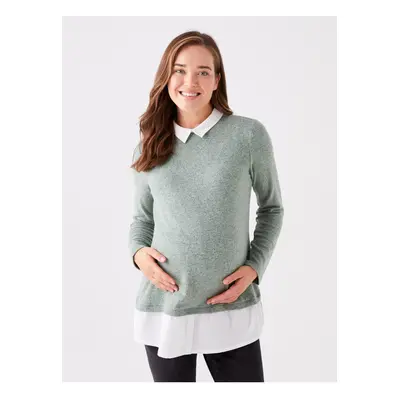 LC Waikiki Shirt Collar Plain Long Sleeve Maternity T-Shirt