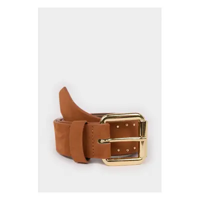 DEFACTO Women's Square Buckle Faux Leather Casual Belt