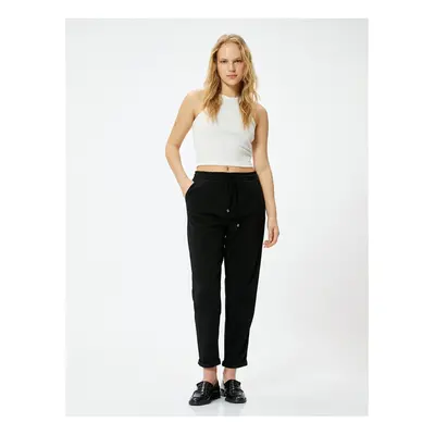 Koton Carrot Trousers with Lace Waist and Pocket Detail