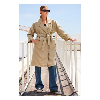 Bigdart Double Breasted Collar Lined Trench Coat - A.Khaki