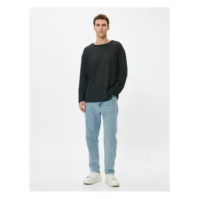 Koton Basic Sweater Relax Fit Textured Crew Neck Long Sleeve