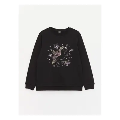 LC Waikiki Crew Neck Printed Long Sleeve Girl's Sweatshirt