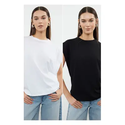 Trendyol Black-White Pack 100% Cotton Sleeveless Knitted T-Shirt