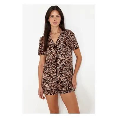 Trendyol Multicolored 100% Cotton Leopard Patterned Knitted Pajama Set