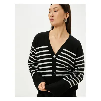 Koton V-Neck Cardigan Buttoned Knit