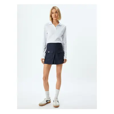 Koton Pocket Pleated Detailed Standard Waist Mini Cargo Shorts Skirt