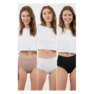 Trendyol Black-Multicolored 3-Pack Micro Seamless/Non-Trace Hipster Knitted Panties