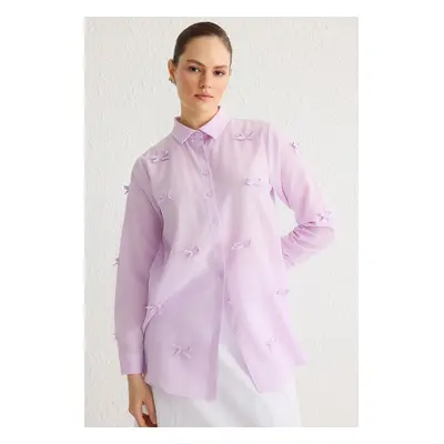 Trendyol Lilac Bow Detailed Woven Shirt