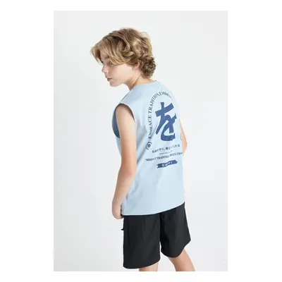 DEFACTO Boy's Crew Neck Printed Undershirt