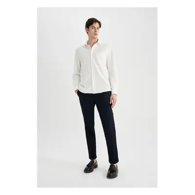 DEFACTO Twill Trousers Tapered Fit Pocket Basic Straight Double Leg