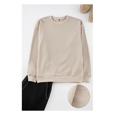 Trendyol Camel Oversize/Wide Cut Crew Neck Sweatshirt