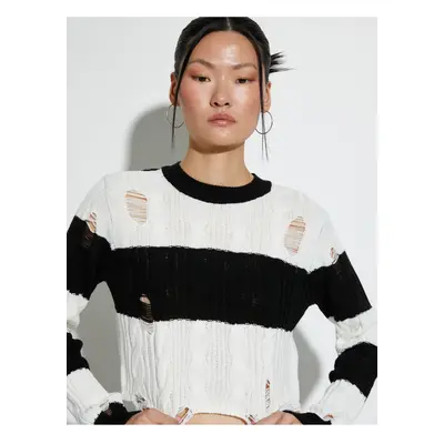 Koton Crop Openwork Sweater Long Sleeve