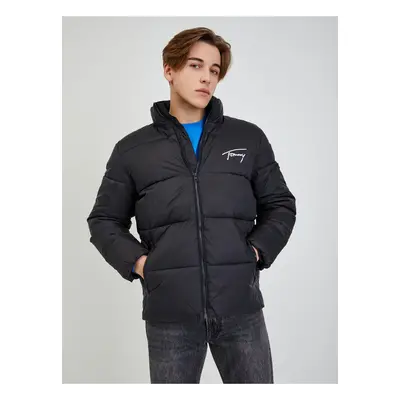 Černá pánská prošívaná bunda Tommy Jeans Signature Puffer - Pánské