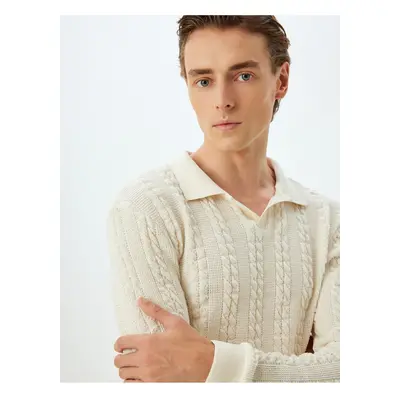 Koton Slim Fit Sweater Textured Polo Neck Cotton Blend