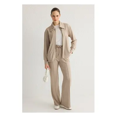 Trendyol Beige Soft Texture Knitted Tracksuit