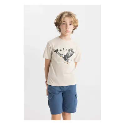 DEFACTO Boy's Crew Neck Printed Short Sleeve T-Shirt