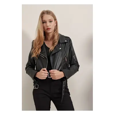 Bigdart Biker Faux Leather Jacket - Black