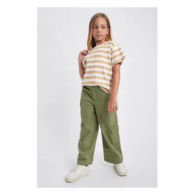 DEFACTO Girls Cargo Fit Wide Leg Cotton Trousers