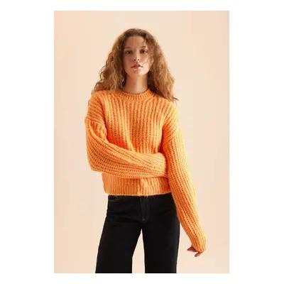 DEFACTO Coool Oversize Wide Pattern Crew Neck Knitted Sweater