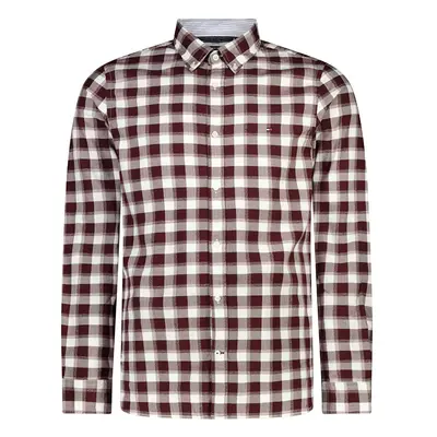 Tommy Hilfiger Shirt - SLIM BRUSHED HEATHER CHECK SHIRT burgundy