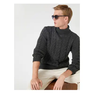 Koton Turtleneck Sweater Knitted Detailed