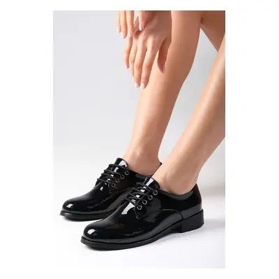 Mio Gusto Berta Black Color Patent Leather Women's Oxford Flat Shoes