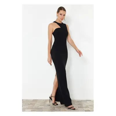 Trendyol Black Body-Sitting Woven Long Evening Dress