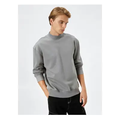 Koton High Collar Sweater Basic Long Sleeve Ribbed