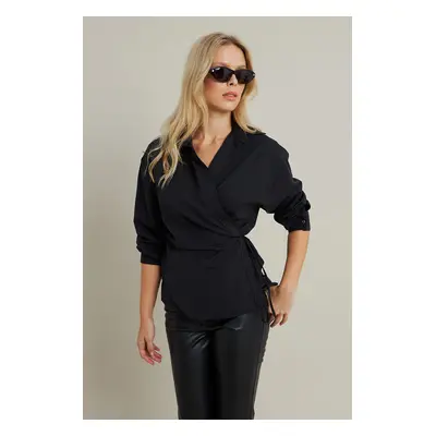 Cool & Sexy Women's Black Tie Detail Shirt