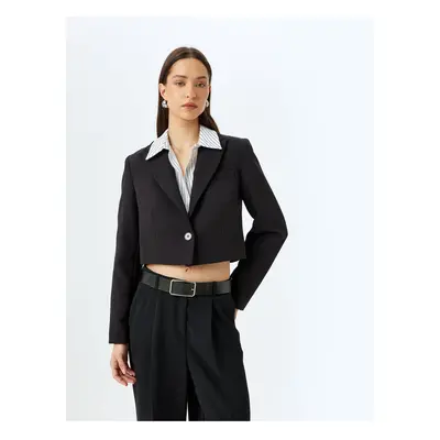 Koton Double Breasted Crop Blazer Jacket