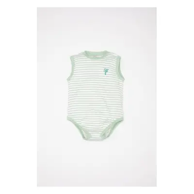 DEFACTO Baby Boy Newborn Baby Collar Striped Ribbed Sleeveless Snap-On Body