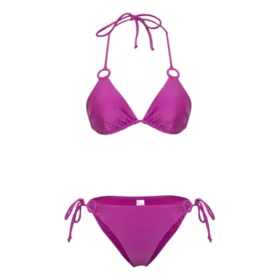 Trendyol Purple*007 Flat Triangle Low Waist Bikini Set with Accessories