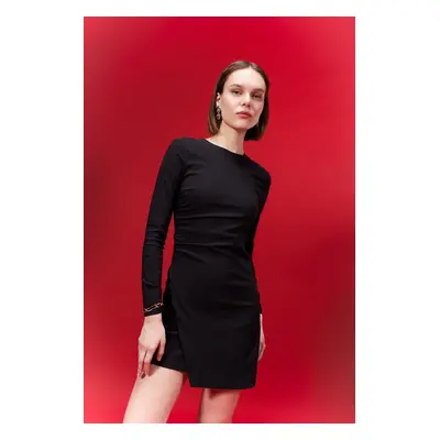 DEFACTO Crew Neck Long Sleeve Mini Dress