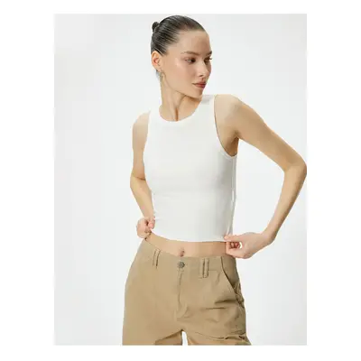 Koton Basic Crop Athlete Crew Neck Cotton Ribbed