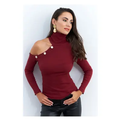 Cool & Sexy Women's Burgundy One Shoulder Open Camisole Fisherman Blouse