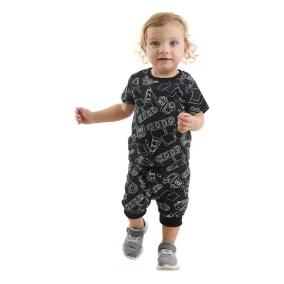 Denokids Car Baby Boy Black Summer T-shirt Capri Shorts Set