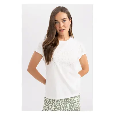 DEFACTO Crew Neck Puff Printed Short Sleeve T-Shirt