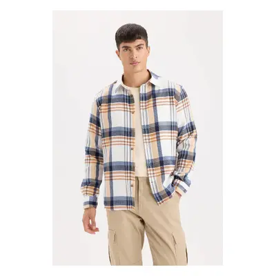 DEFACTO Regular Fit Polo Collar Plaid Flannel Long Sleeve Shirt D5835AX24AU