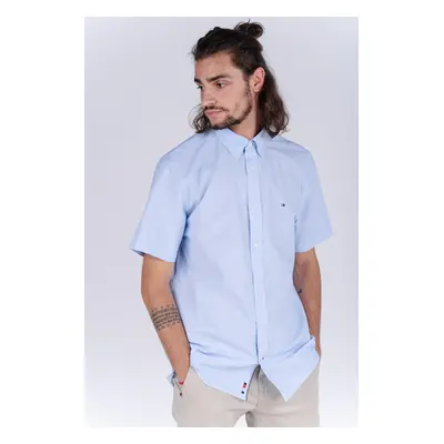 Tommy Hilfiger Shirt - FLEX CO/LI PINSTRIPE SHIRT S/S pale blue