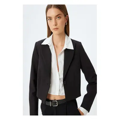 Koton Crop Blazer Jacket Double Breasted Buttoned