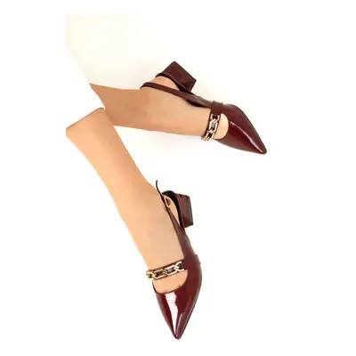 Soho Women's Burgundy Patent Leather Classic Heeled Shoes