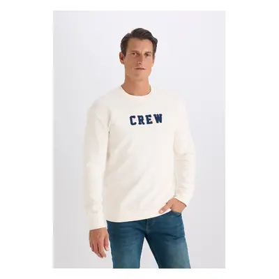 DEFACTO Relax Fit Crew Neck Embroidered Thick Sweatshirt