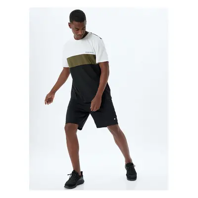 Koton Sports T-Shirt Slogan Printed Color Block Crew Neck Short Sleeve